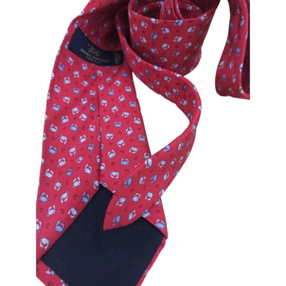 BROOKS BROTHERS 346 Red Crab Silk Tie USA 62"/ 3.5" EC - Picture 8 of 8